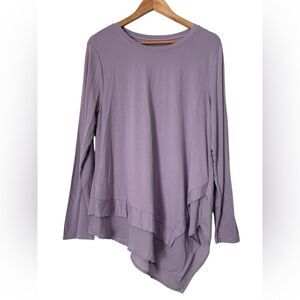Soft Surroundings L Textured Knit Lilac Purple Bohemian Asymmetrical Tunic Top